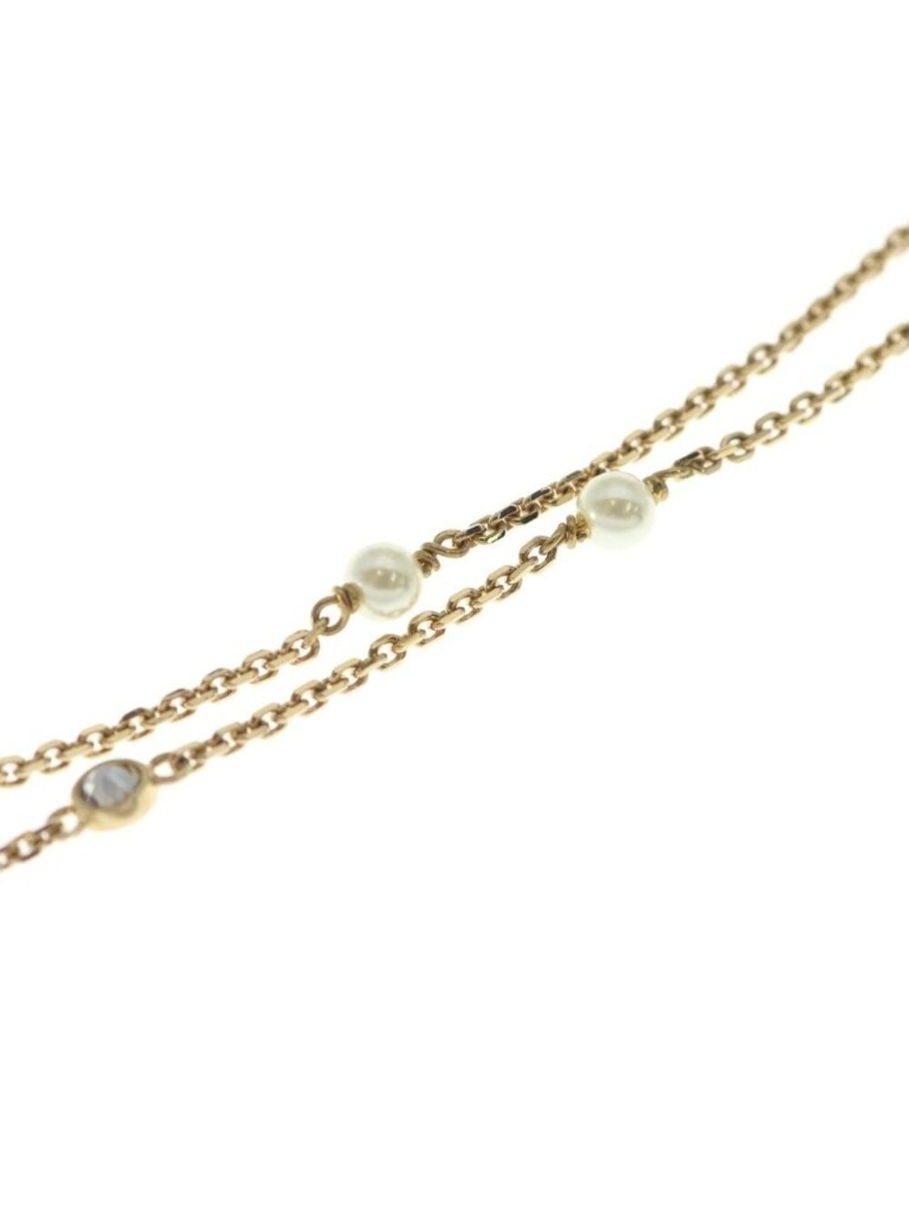 Dior CD Logo Line Stone Pearl Necklace Pendant Chain Gold - Picture 5 of 6